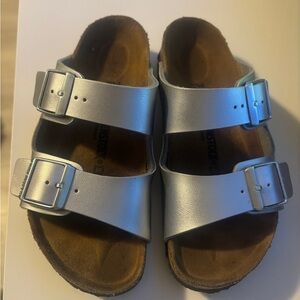 Birkenstock Kids Metallic Silver Sandals
